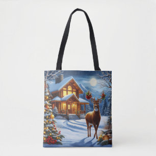 Bolsa Tote Natal/Inverno Deer Lodge