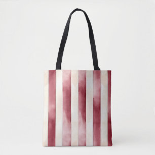 Bolsa Tote Natal Listras de Creme Borgonha Vermelho