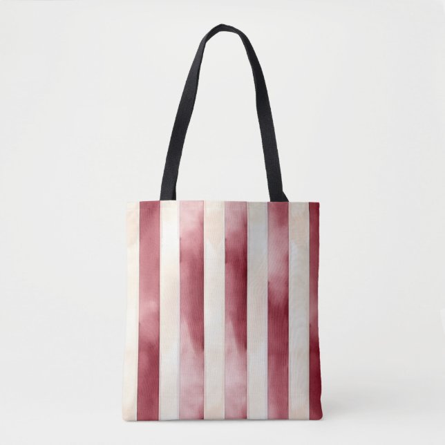 Bolsa Tote Natal Listras de Creme Borgonha Vermelho (Frente)
