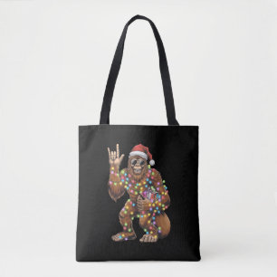 Bolsa Tote Natal Luzes Bigfoot Rock Divertido