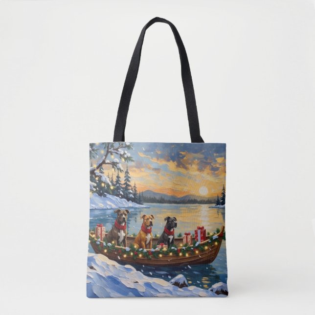 Bolsa Tote Natal no Barco de Pitbull Festa (Frente)