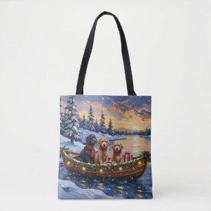 Bolsa Tote Natal no Barco do Bernedoodle
