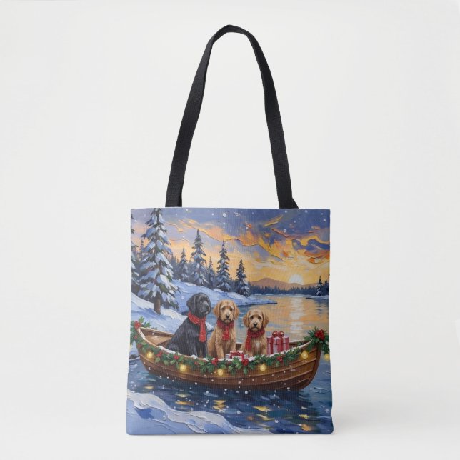 Bolsa Tote Natal no Barco do Bernedoodle (Frente)