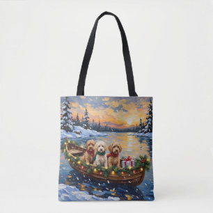 Bolsa Tote Natal no Barco do Cockapoo