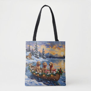 Bolsa Tote Natal no barco do Goldendoodle