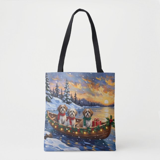 Bolsa Tote Natal no Barco do Malti Tzu (Frente)