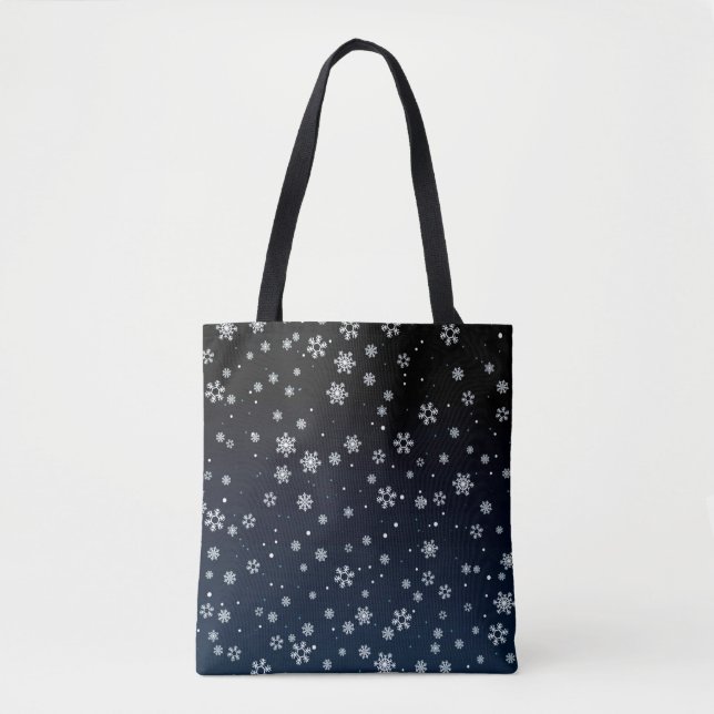 Bolsa Tote Natal: Padrão de neve (Frente)