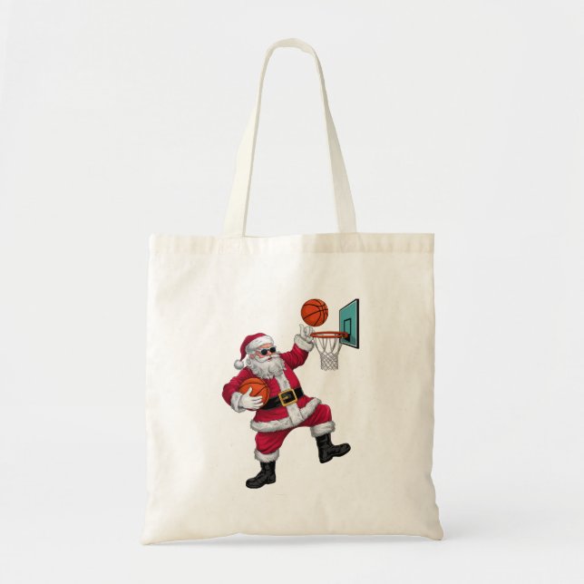 Bolsa Tote Natal Papai Noel Dunking Um Xmas De Basquete (Frente)