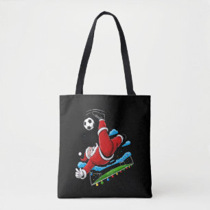Bolsa Tote Natal Papai Noel Futebol Chute de Bicicleta Xmas E