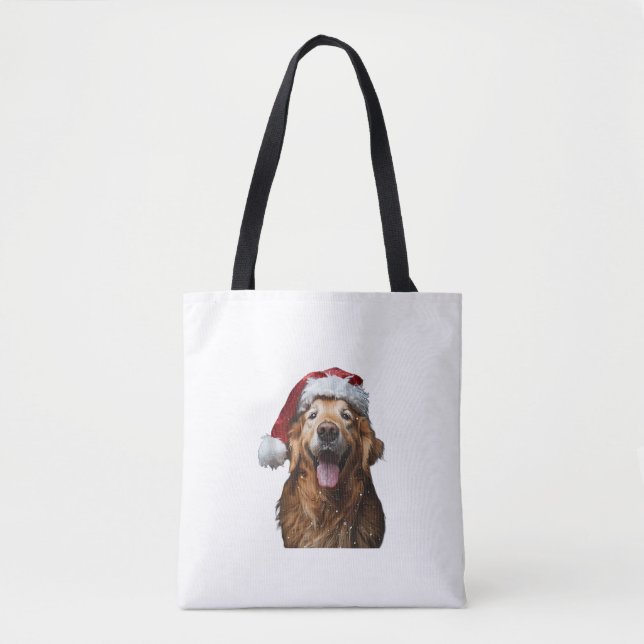 Bolsa Tote Natal para ouro Retriever (Frente)