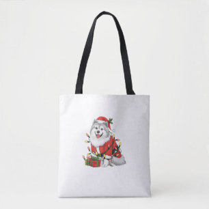 Bolsa Tote Natal para Papais noeis de Iluminação Samoia de Cã