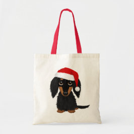 Bolsa Tote Natal para Papais noeis de Tan Dachshund