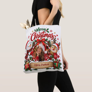 Bolsa Tote Natal Personalizado Com Foto E Nome