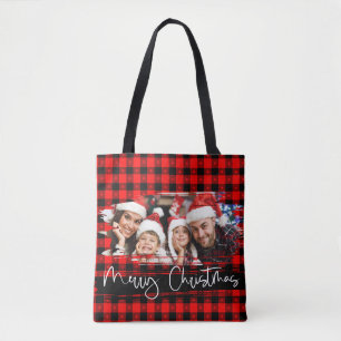 Bolsa Tote Natal Personalizado da Xadrez Buffalo Grunge