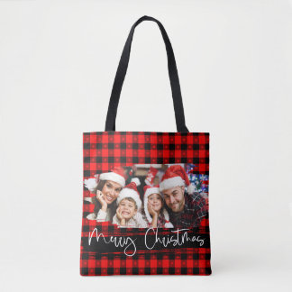 Bolsa Tote Natal Personalizado da Xadrez Buffalo Grunge