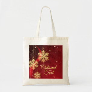 Bolsa Tote Natal Personalizado do Floco de Neve Vermelho e Do