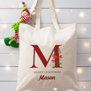 Bolsa Tote Natal personalizado do monograma presente