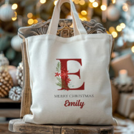 Bolsa Tote Natal personalizado do monograma presente