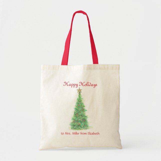 Bolsa Tote Natal personalizado do professor (Frente)