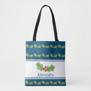 Bolsa Tote Natal Personalizado Holly & Berries