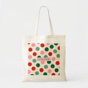 Bolsa Tote Natal Personalizado Vermelho Verde e Rosa com Boli