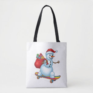 Bolsa Tote Natal Radical Homem de Neve de Skate