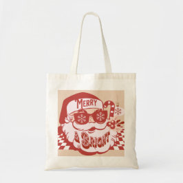 Bolsa Tote Natal Retro Santa Alegre Rosa Vermelho