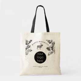 Bolsa Tote Natal Rustic Black White Holidy Business