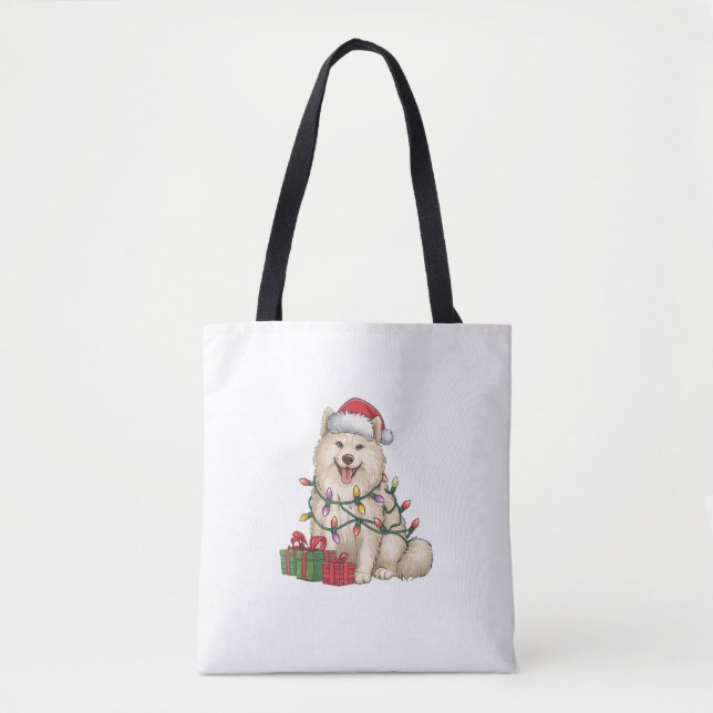 Bolsa Tote Natal Samoyed Dog Samoyed Hat (Frente)