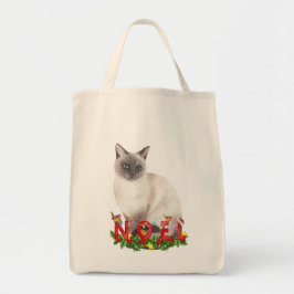 Bolsa Tote Natal Siamese Cat Watercolor