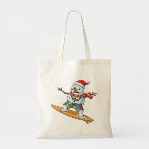 Bolsa Tote Natal Surfista Boneco de Neve 2026 Férias Divertid