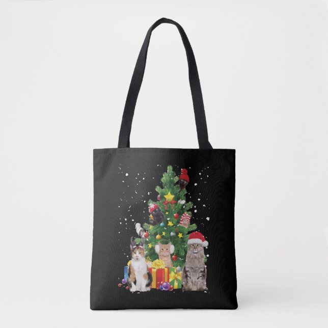 Bolsa Tote natal tree cats - cat christmas sweater (Frente)