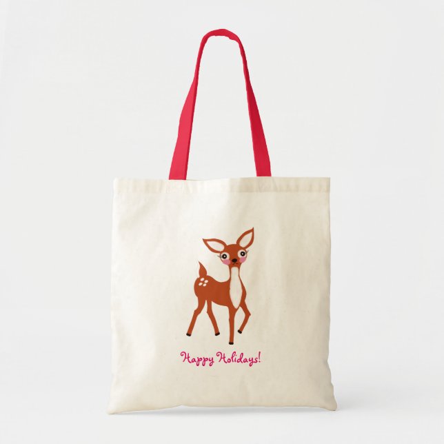 Bolsa Tote Natal Veado Fofo (Frente)
