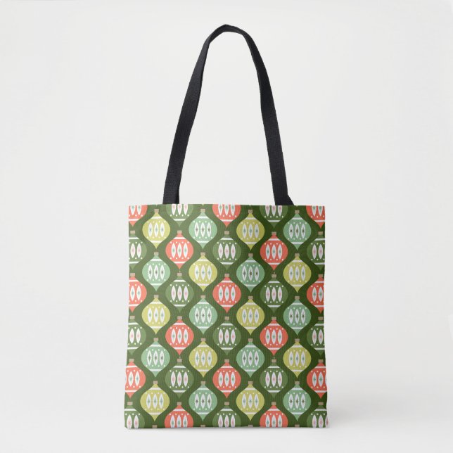 Bolsa Tote Natal Vermelho e Verde Meio século Retro (Frente)