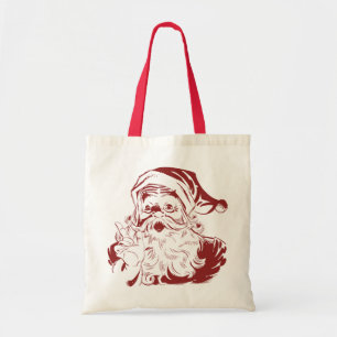 Bolsa Tote Natal Vintage, Alegre Papai Noel Alegre de Vermelh