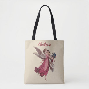 Bolsa Tote Natal Vintage, Anjo Guardião Vitoriano