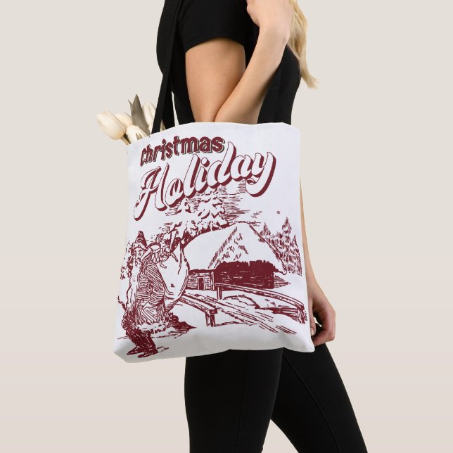 Bolsa Tote Natal Vintage Feriado  (Close Up)