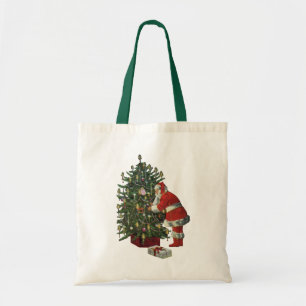 Bolsa Tote Natal vintage, Papai Noel com presentes
