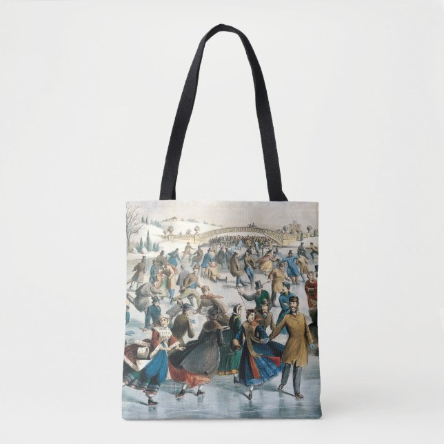 Bolsa Tote Natal Vitoriano Central Park Currier & Ives (Frente)