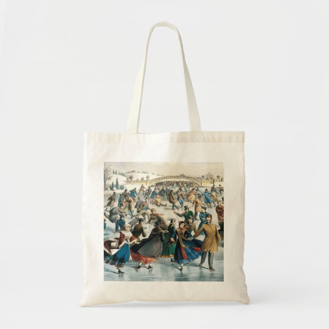 Bolsa Tote Natal Vitoriano Central Park Currier & Ives (Frente)