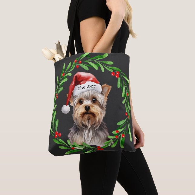 Bolsa Tote Natal Yorkie Yorkshire Terrier Holidays (Close Up)