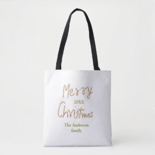 Bolsa Tote Natalina brilhante natal feliz adicionar nome da f
