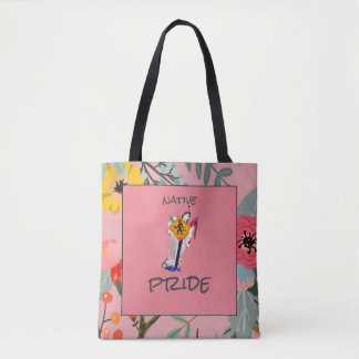 Bolsa Tote Nativo Americano Ainda Aqui Ayasha Cartoon Floral
