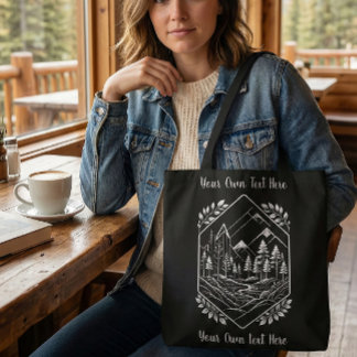 Bolsa Tote Nature Hiker River Badge Your Text