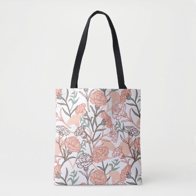 Bolsa Tote Nature Inspirou Floral: Padrão De Flor De Cravos (Frente)