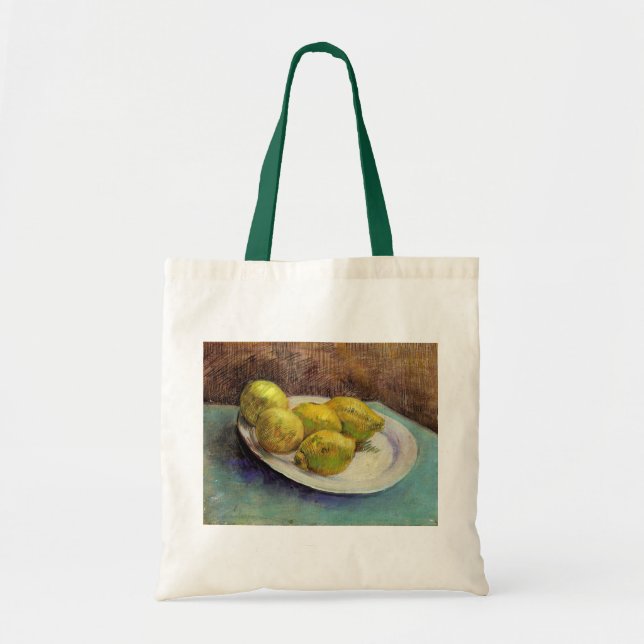 Bolsa Tote Nature Morta Limões num Prato por Vincent van Gogh (Frente)