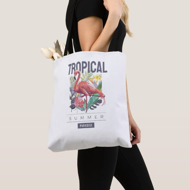 Bolsa Tote nature print phrase tropical summer paradise (Close Up)