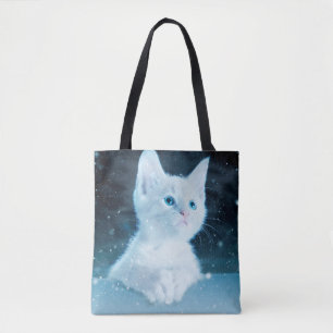 Bolsa Tote Natureza animal da arte da neve gatinho de gato