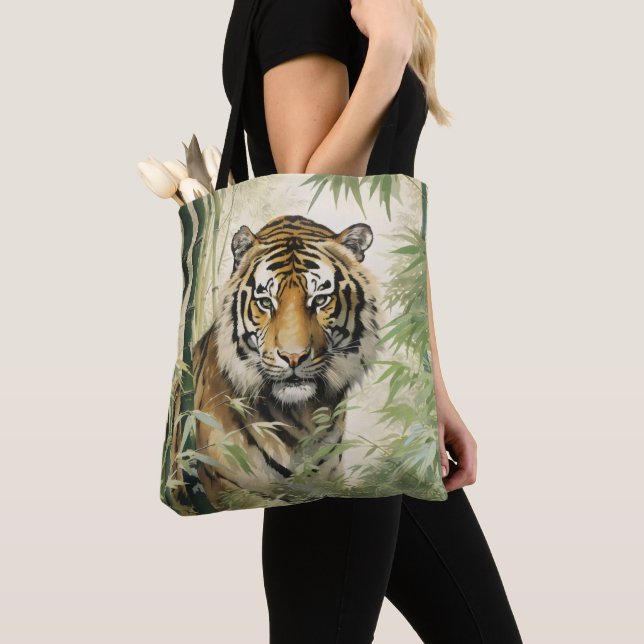 Bolsa Tote Natureza Animal Tigre Bamboo (Close Up)
