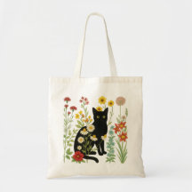 Natureza Botânica – Gato Preto no Jardim de Flores